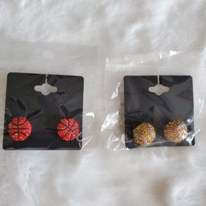 Rhinestone Basketball Earring Sets NWT